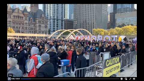 Police, Doctors, Educators ands Others Protest Vaccine Mandates at Nathan Philips Square in Toronto