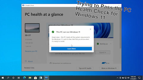 Windows 11 PC Check Passes - MSI B450i Gaming Plus AC