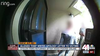 Alleged thief writes apology letter to victims