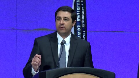 Attorney General Josh Kaul speaks at Greater Milwaukee Law Enforcement Memorial ceremony