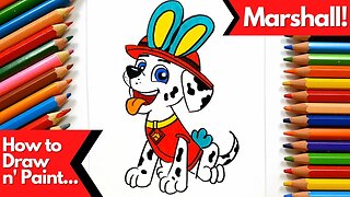 How to draw and paint Marshall from Paw Patrol in Easter Special