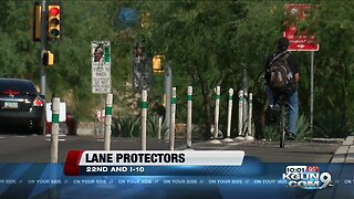 Lane dividers installed to provide safety for cyclists