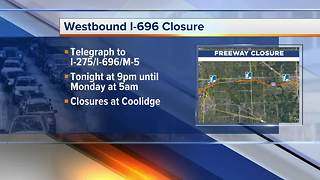 Weekend closures on Westbound I-696