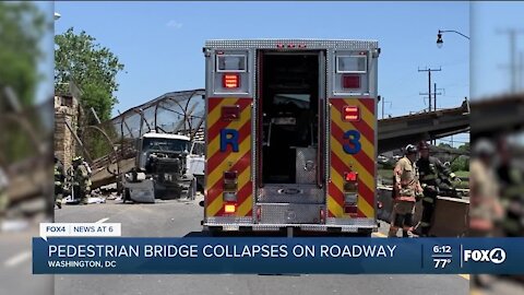 6 injured after pedestrian bridge collapses in DC