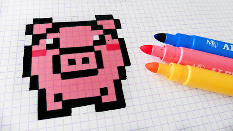how to Draw Kawaii little pig - Hello Pixel Art by Garbi KW