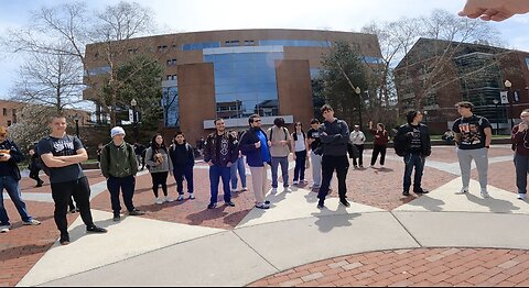 Univ of Connecticut: Small, Sober Crowd of 25 Students, Answering Questions From Atheists, Skeptics & Hypocrites, Warning Student About Iran-Israel & WW3, Preaching About The Eclipse, Jesus Is Returning Soon, Mockers, But Some Take Tracts