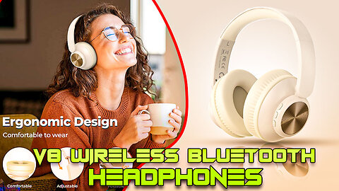 V8 Wireless Bluetooth Headphones Over Ear