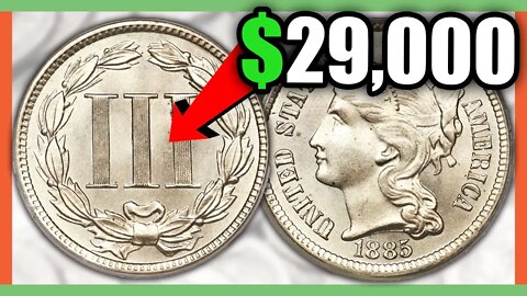 $29,000 THREE CENT NICKEL COIN - RARE NICKELS WORTH MONEY!!