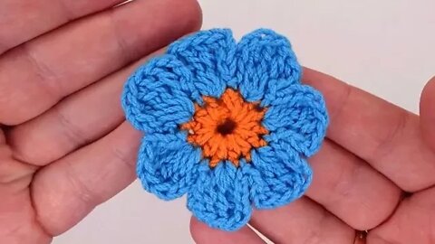 How to crochet colorful seven petals flower simple tutorial by marifu6a