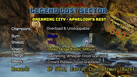 Destiny 2 Legend Lost Sector: Dreaming City - Aphelion's Rest on my Titan 1-18-23