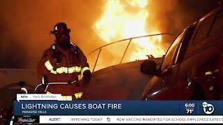 Lightning causes boat fire in Paradise Hills