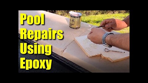 💦Pool Help 8 ● Using Epoxy to Repair Chipped Pool Coping & Travertine Patio Superior Gold Epoxy ✅