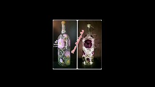 Hand Painted Wine Bottle Lamp by Diana Holliday