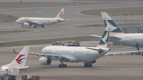 [Windy HKG] Plane Spotting at Hong Kong: B747, B767, B777, A330, A350, A380 etc.