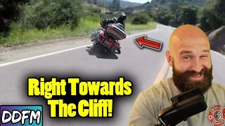 Harley Rider Almost Rides Off A Cliff!