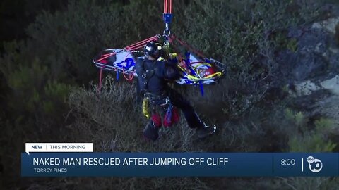 Naked man rescued from cliff
