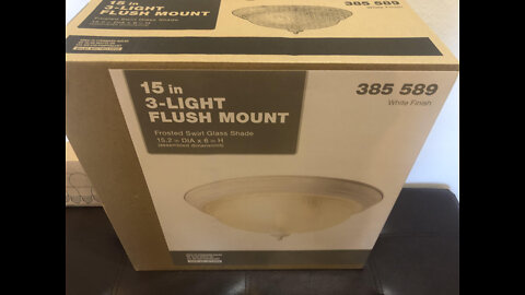Hampton Bay 15 in. 3 Light White Dome Flush Mount White Glass Shade 60 watts CFL LED Model: 385 589