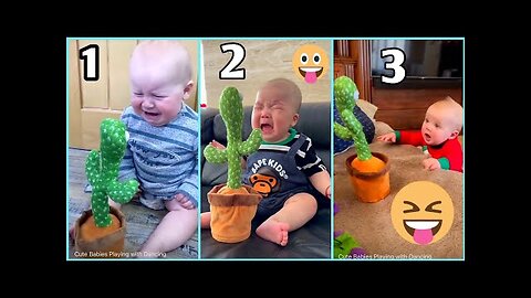 4 March 2023 |Cute Babies Playing with Dancing Cactus (Hilarious)Cute Baby Funny Videos