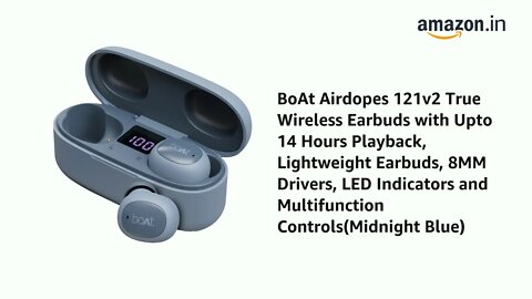 boAt Airdopes 121v2 True Wireless Earbuds with Upto 14 Hours Playback, Lightweight Earbuds, 8MM