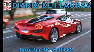 Diário Flagras 13/08/22 Carrões Dudu Ferrari F8 Tributo Ford Furglaine Mustang Boss Curitiba Brazil