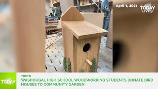 Washougal High School woodworking students donate bird houses to community garden