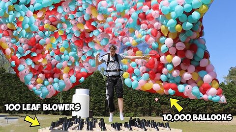 I Flew Using Only Balloons AND Leaf Blowers