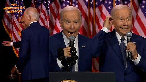 Biden spews a bunch of lies at his daily clown show & gets lost as he attempts to exit the stage.