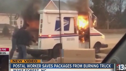 Postal worker saves Christmas after truck fire