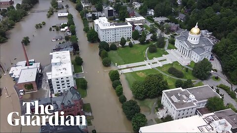 US floods: drone video shows disastrous flooding in Montpelier, Vermont
