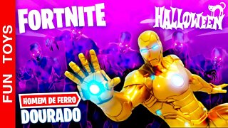 Homem de Ferro DOURADO contra os FANTASMAS no modo de HALLOWEEN do FORTNITE! Se não pode vencê-los..