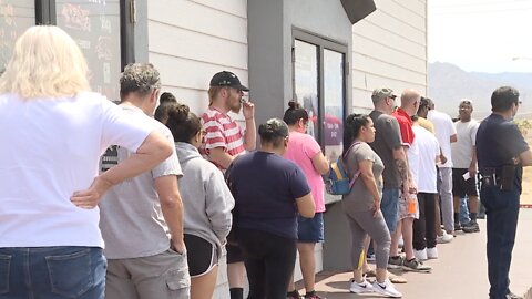 Thousands flock to the Primm Valley Lotto Store to buy Mega Millions lottery tickets