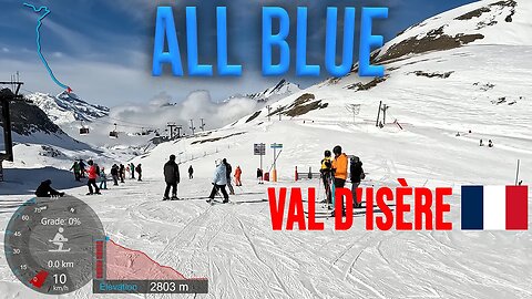[4K] Skiing Val d'Isère, All Blue Le Fornet - Col de L'Iseran Top to Bottom, France, GoPro HERO11