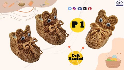 Left-Handed Tutorial: How to Crochet Baby Bear Booties part 1
