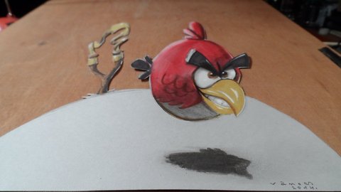 How to draw a 3D red bird from Angry Birds Space