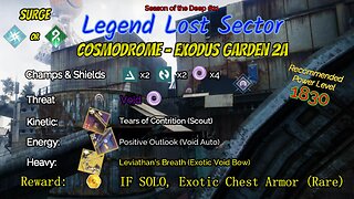 Destiny 2 Legend Lost Sector: Cosmodrome - Exodus Garden 2A on my Void Warlock 8-18-23