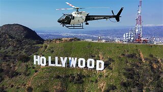 Epic drone footage from above the Hollywood sign