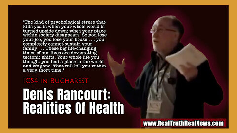 ⚕️ 😰 INTERESTING ~ Denis Rancourt: "Realities Of Health" - Stress, Medicine and Hierarchy Can Shorten Your Lifespan