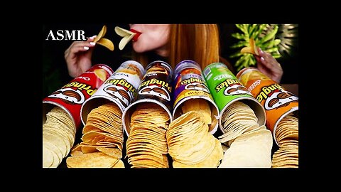 ASMR - EATING PRINGLES 6 FLAVOURS(HOT&SPICY,TOM YUM,CHEESE,PIZZA