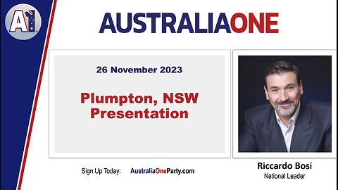 AustraliaOne Party - Plumpton NSW Presentation (26th November 2023)