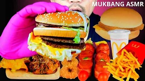 MUKBANG ASMR DOUBLE BIG MAC & shrimp Nuggets asmr & gyoza asmr & asmr eating,asmr burger
