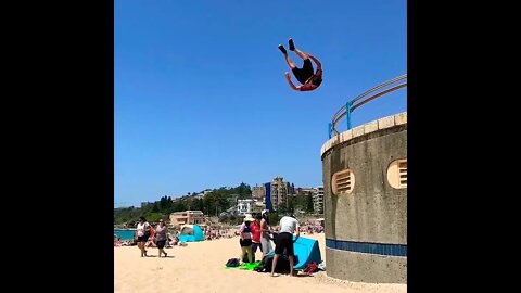 INSANE PARKOUR JUMP BEACH 😳🚀 #Shorts