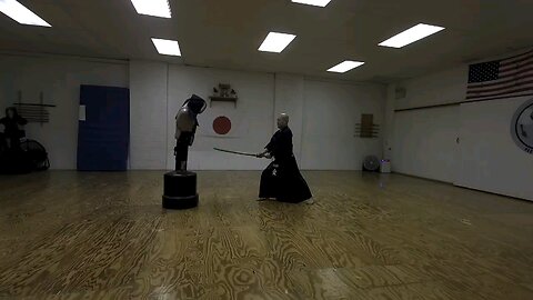 a cutting away practice with real sword.