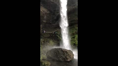 Up close view Iceland waterfall ￼Svartifos.