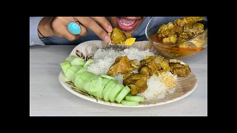ASMR EATING SPICY MUTTON CURRY+WHITE RICE+GREEN CHILLI l BIG BITES l FOOD VIDEOS kkcasmr