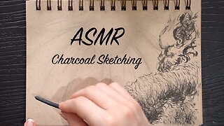 ASMR Quiet Sketching Session | Charcoal Scuba Diver | (No Talking)