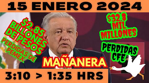 💩🐣👶 AMLITO | Mañanera *Lunes 15 de enero 2024* | El gansito veloz 3:10 a 1:35.