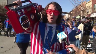 Kansas fans flock Mass Street, celebrate Jayhawks' Elite Eight victory