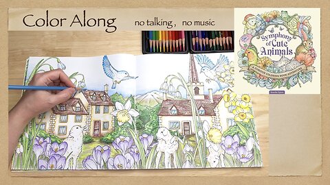 Calming Stress Relief Coloring Along "Symphony of Cute Animals" by Kanoko Egusa, no talking ASMR