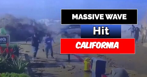 Massive wave crashes into the sea wall in Ventura, California
