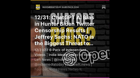 12/31: ChatGPT AI Bias in Hunter Biden Twitter Censorship Results | NATO is the Biggest Threat
